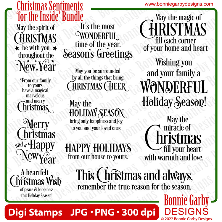 Christmas Sentiments 'For the Inside' Digital Stamp Bundle